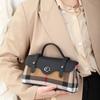 DSGUTWO Moda Europeia e Americana Couro Genuíno Bolsa Pequena Quadrada Moderna 2024 Novo Estilo Xadrez Bolsa Feminina Versátil Couro de Vaca Ombro Transversal