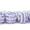 16-22MM Bola de Broca de Resina Roxo Escuro Branca com Listras AB Contas de Bola de Broca Contas Grossas Contas de Diamante