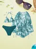 Traje de baño europeo y americano de tres piezas con estampado personalizado para mujer, Moda transfronteriza de Amazon y Aliexpress, Elegante y Sexy