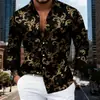 Nova Camisa Masculina Europeia e Americana da Amazon com Estampa de Corrente para Primavera e Outono, Camisa Masculina de Manga Longa com Elasticidade em Quatro Direções