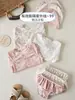 Traje de baño para bebé 2026 nuevo modelo estilo ins manga larga secado rápido poliéster traje de baño infantil para vacaciones conjunto de dos piezas para niñas