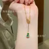 Atacado de fábrica pequeno vermelho departamento material perigoso natural yang verde jade novo cabaça chinesa pingente s925 prata incrustação alto senso