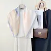 Lenço Quadrado de Cor Simples Estilo Moderno Coreano Moda Primavera e Verão Lenço Profissional para Mulheres 70 Seda de Imitação