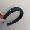 Diadema Ancha de Color Sólido de Lana con Etiqueta Dorada para Mujer, Diadema Superior Craneal que Aumenta la Altura, Pasador de Cabello de Temperamento de Gama Alta, Accesorio para el Cabello Estilo Coreano