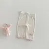 Leggings de Verano Dianxi Estilo Nuevo con Estampado de Corazón 3D para Bebés y Niños Pequeños con Dobladillo Fruncido Pantalones Largos Elásticos Pantalones de Punto para Bebé