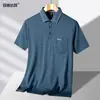 Camiseta de verano de seda helada transpirable de manga corta para hombres de mediana edad y ancianos para papá con bolsillo camiseta POLO de manga corta de verano para ancianos