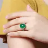 Runxin Novo Vintage Ágata Verde Simples Versátil Calcedônia Vermelha e Verde Jaspe Anel Solto Presente de Feriado para Namorada