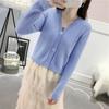 Cárdigan de punto para mujer, suéter corto de primavera y otoño, suelto, adelgazante, con botones, camisa de manga larga para exteriores con aire acondicionado, abrigo de estudiante de estilo coreano