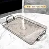 Bandeja de Plástico de Lujo Ligero con Asa, Bandeja de Té Doméstica de Alta Gama de Doble Oreja, Bandeja para Cena, Bandeja Grande Gruesa para Restaurante Comercial