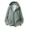 Chaqueta de una sola capa de estilo similar para hombres y mujeres con capucha desmontable, a prueba de viento, impermeable, transpirable, temporada de primavera