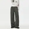 Pantalones de trabajo rectos estilo punk desgastados para hombre con diseño segmentado deconstruido, pantalones casuales holgados de moda
