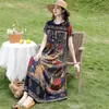 Elegante y moderno vestido de noche de algodón y seda de verano nuevo para madres de mediana edad y mayores, elegante vestido casual holgado para el hogar para mujer
