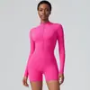 Mono de Manga Larga con Media Cremallera Ajustado Ropa de Fitness para Mujer, Ropa de Fitness de Manga Larga para Ciclismo y Running, Ropa de Fitness para Levantar Glúteos y Adelgazar