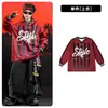 Conjunto Street Dance Hip Hop Infantil Tendência Listrado Preto e Vermelho Solto Meninos Roupa de Performance Hip Hop Legal Bonita Meninas