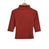 2388-24 Primavera Novo Estilo Europeu e Americano Temperamento Levemente Maduro Estilo Gola Semi-alta Pequena Dobra Gola Manga Média Camiseta