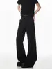 Calça masculina de seda gelada cor de damasco, levemente flare, estilo fino de verão, calça casual com bom caimento, calça reta cleanfit americana