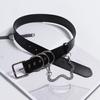 Cinturón cóncavo distintivo para mujer, nuevo cinturón de cuero PU con hebilla de pasador, cadena colgante, popular cadena decorativa punk para la cintura.