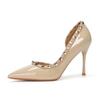 Zapatos de Tacón de Aguja Puntiagudos 966-A8 Sandalias de Tacón Hueco Lateral Baotou para Mujer Zapatos Individuales Sexy con Remaches Pies No Cansados