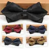Pajarita Puntiaguda para Hombre Formal Estilo Coreano Puntiaguda Doble Capa Novio Boda Vino Tinto Pajarita Negra para Mujer