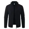 Nuevo suéter de chenilla con cuello alto y forro polar para hombre de otoño e invierno, cárdigan de punto, chaqueta casual de moda talla grande
