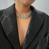 Collar de Joyería Transfronteriza Europea y Americana Estilo Punk Exagerado Cadena Gruesa Retro Cadena para Clavícula Cadena Sencilla de Metal para Suéter para Mujer