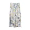 Roupas femininas populares europeias e americanas transfronteiriças: Conjunto de saia de cetim de seda INS do AliExpress, camisa, top tie-dye, confortável e casual