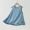 Chaleco de Verano para Niñas Vestido Elegante con Tirantes Finos para Niños Ropa Estilo Princesa sin Mangas para Niñas Delgadas Nuevo Ropa Infantil Imitación de Mezclilla