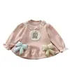 Moletom Forrado com Lã Infantil NingliWinter Outono e Inverno Versátil para Meninas Renda Roupas Quentes Camada Base Engrossada Bebê