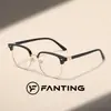 Armação de Sobrancelha Feminina para o Trabalho Lente Transparente Óculos Modernos Armação de Sobrancelha Masculina Meia Armação Lente Transparente Armação Preto Dourado