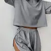 Conjunto de Pijama de Rayas Tejido Top Holgado de Manga Corta y Shorts Moderno Se Puede Usar Afuera Ropa Casual para el Hogar Pijama de Rayas para Mujer