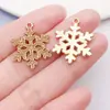 Copos de Nieve Dorados Navideños Accesorios DIY Colgantes de Aleación Esmaltada Pendientes Collares Colgantes para Llavero