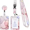 Cordón Adhesivo de Gota de Mármol Hebilla Fácil de Tirar Cubierta de Cuerda para Tarjeta de Identificación Teléfono Móvil Regalo para Maestro Enfermera Cubierta para Tarjeta