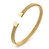 Pulseira Aberta em Formato de C Tecida Plana de Aço Inoxidável Nova Europeia e Americana Pulseira Simples Torcida Masculina e Feminina Joia Elegante da Moda