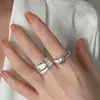 Anillo Minimalista de Corazón para Mujer, Borde Ancho Geométrico, Textura Irregular Plegada, Anillo Abierto Versátil, Anillo de Dedo Índice Moderno