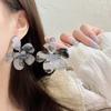 Pendientes de resina de tinta florales retro súper de hadas para mujer, diseño de nicho, sentido del temperamento, exagerados, combinan con todo, pendientes con pasador de plata 925 ~
