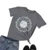 En stock 2023 Amazon AliExpress Comercio Exterior Cuello Redondo Casual Estampado de Girasol Top Camiseta Holgada Manga Corta Mujer