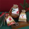 Bolsa de regalo de Navidad Nueva bolsa de Navidad de lino cosido con estampado en caliente Bolsa de regalo de Navidad para niños impresa con estampado en caliente