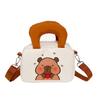 Bolsa Satchel de Lona para Menina Bonita Bolsa Pequena Nova de Cor Contrastante Feminina Transversal de Ombro Único Bolsa Quadrada Pequena Versátil Casual