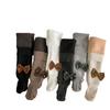 Leggings das meninas outono e inverno forrado de lã engrossado bolinhas laço meia-calça infantil bebê meia-calça quente bebê