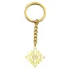 Llavero de acero de titanio caliente de comercio exterior con colgante cuadrado con patrón rizado continuo, material 304, llavero de acero inoxidable