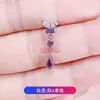 Pendientes de Aleación de Titanio F136 Mariposa Colgante Circonita Redonda Piedra de Cometa Rosca Interna Clavo para Hueso de la Oreja Accesorios Joyería de Piercing G23 Titanio