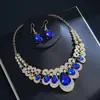 Juegos de Joyería Europeos y Americanos de Alta Gama con Diamantes Brillantes y Diseños de Gota de Agua, Versátiles para Novias, Collares de Boda, Aretes y Joyería al por Mayor