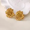 Brincos de Aço Inoxidável Europeus e Americanos de Venda Quente Transfronteiriça para Mulheres, Modernos e Simples, Brincos Geométricos Versáteis Banhados a Ouro 18K