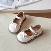 Zapatos para Niñas 2026 Primavera/Verano Nuevo Estilo Coreano Zapatos Planos de Cuero con Lazo de Pedrería Zapatos de Princesa Zapatos Individuales de Moda para Niñas