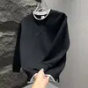Sudadera versátil de cuello redondo para pareja, diseño simple de dos piezas falsas, color liso, diseño de nicho americano versátil, top de estilo europeo y americano