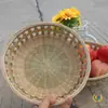 Venta a precio de fábrica artesanías de bambú canasta redonda para aventar canasta de frutas canasta de almacenamiento de bambú huevos hogar granja estilo pastoral