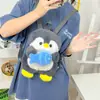Bolsa de Pelúcia Pinguim Pequeno, Mochila para Estudante Universitário, Mochila de Boneca Desenho Animado Fofa Ins, Porta-Moedas de Pelúcia
