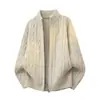 Suéter de Punto Trenzado con Cremallera y Solapa para Hombre, Manga Larga, Casual, Retro, Pulóver, Prenda Base de Punto, Trendy Ins