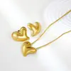 Amazon Más Vendido Set de Aretes y Collar de Acero Inoxidable Corazón Joyería de Lujo Ligero Cadena para Clavícula Colgante Set de Joyería para Mujeres