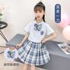 Conjunto de Verano para Niñas 2026 Nuevo Estilo Conjunto Falda Estilo Academia Campus Escolar Niños Grandes Uniforme JK Conjunto de Dos Piezas para Actuación